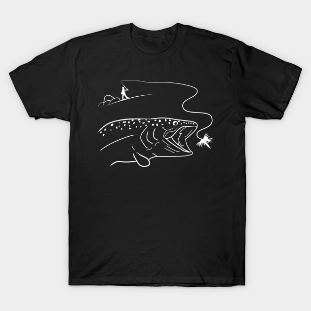 Fly Fishing Trout and Mountain Lover | Outdoor Flies Rod T-Shirt by Cedinho